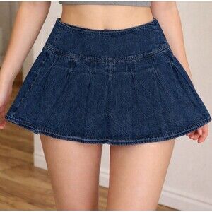 American Eagle Micro Mini Jean Skirt Skort Women’s Size 8 High Rise Pleated